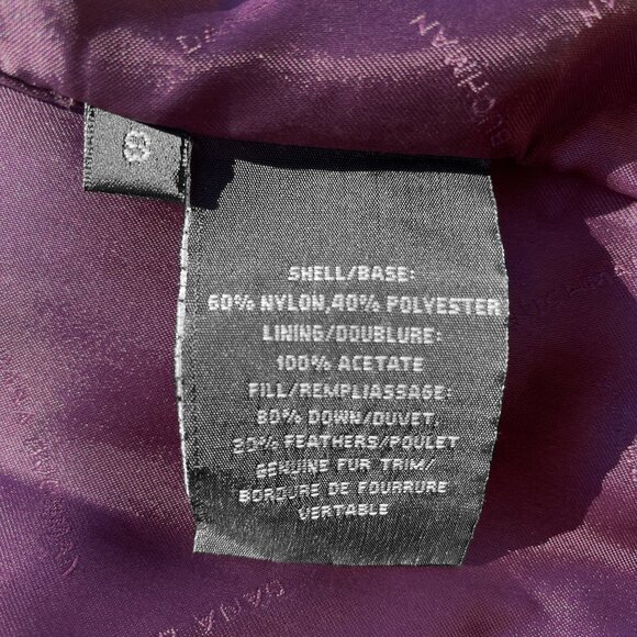 Designer plum puffer jacket coat with detachable genuine fox fur collar small - Picture 8 of 9